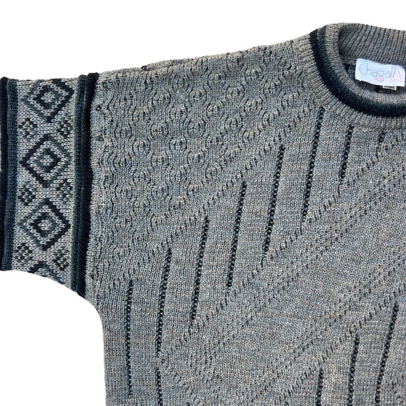 Vintage 90s - Chagall Paris - 3D Textured Grandpa Sweater - Grey - Large - Picture 2 of 7
